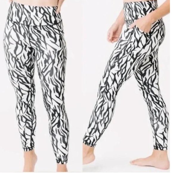 ZYIA Pants - ZYIA Leggings Womens 4 Safari Zebra Animal Print White Black High Rise